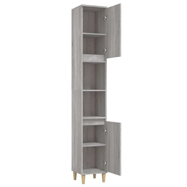 vidaXL Ντουλάπι Μπάνιου Γκρι Sonoma 30x30x190 εκ. Επεξεργασμένο Ξύλο