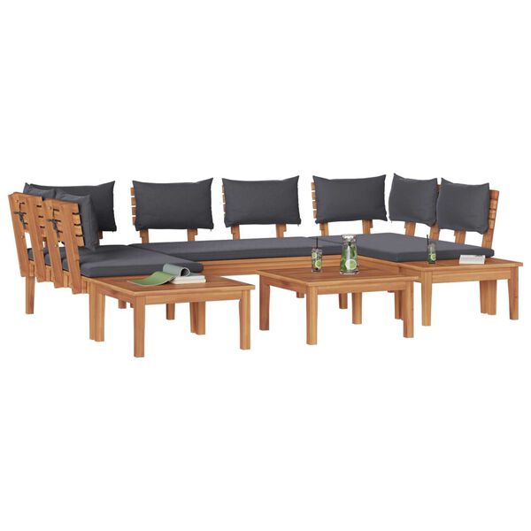 vidaXL Σετ Παγκάκι Κήπου 4 pcs Καφέ, Γκρί Πολυ rattan, βαμμένο ατσάλι