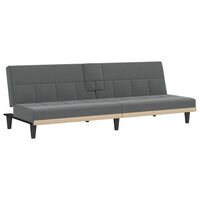 vidaXL Καναπές Κρεβάτι με Ποτηροθήκες Σκούρο Γκρι Υφασμάτινος