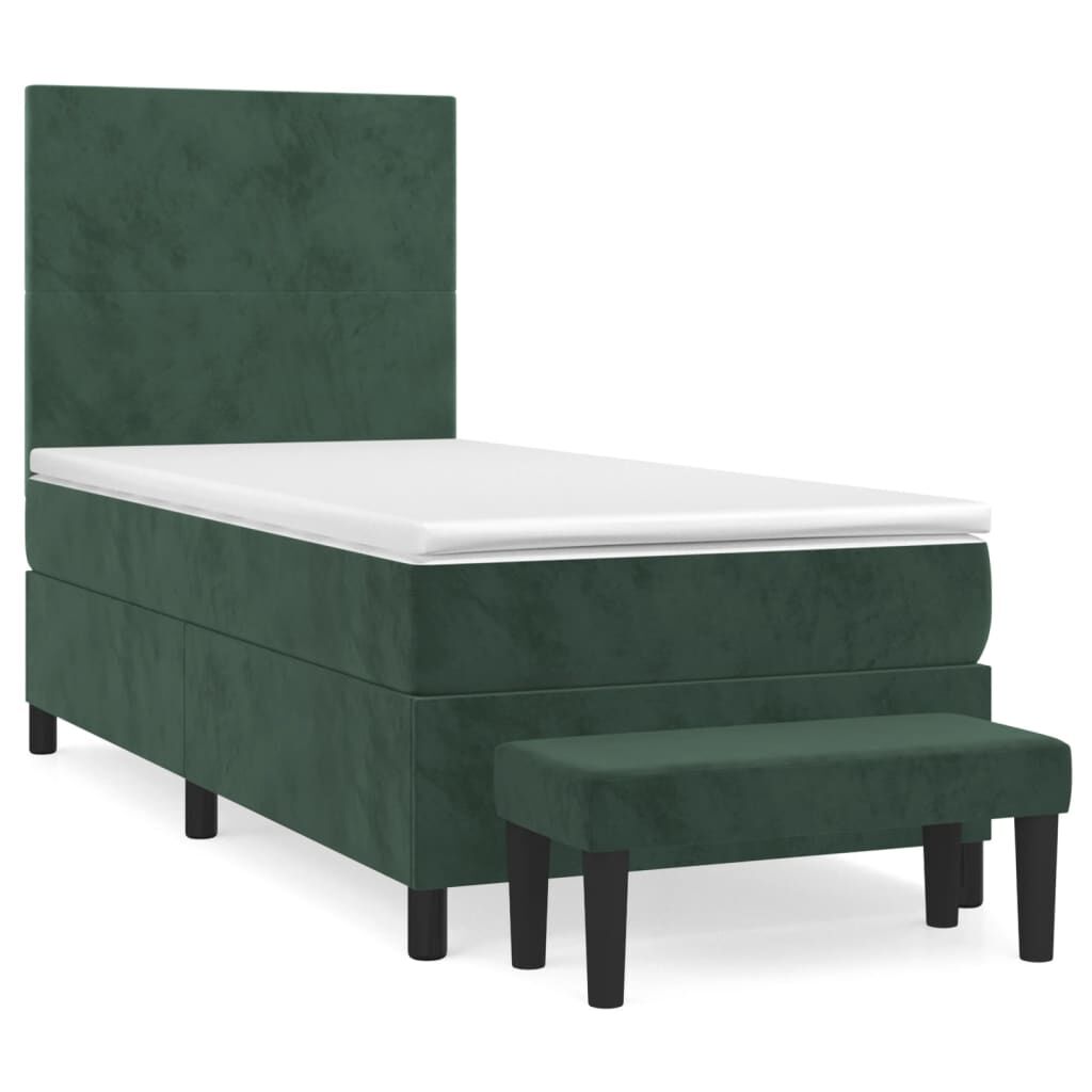 vidaXL Κρεβάτι Boxspring με Στρώμα Σκούρο Πράσινο 80x200 εκ. Βελούδινο