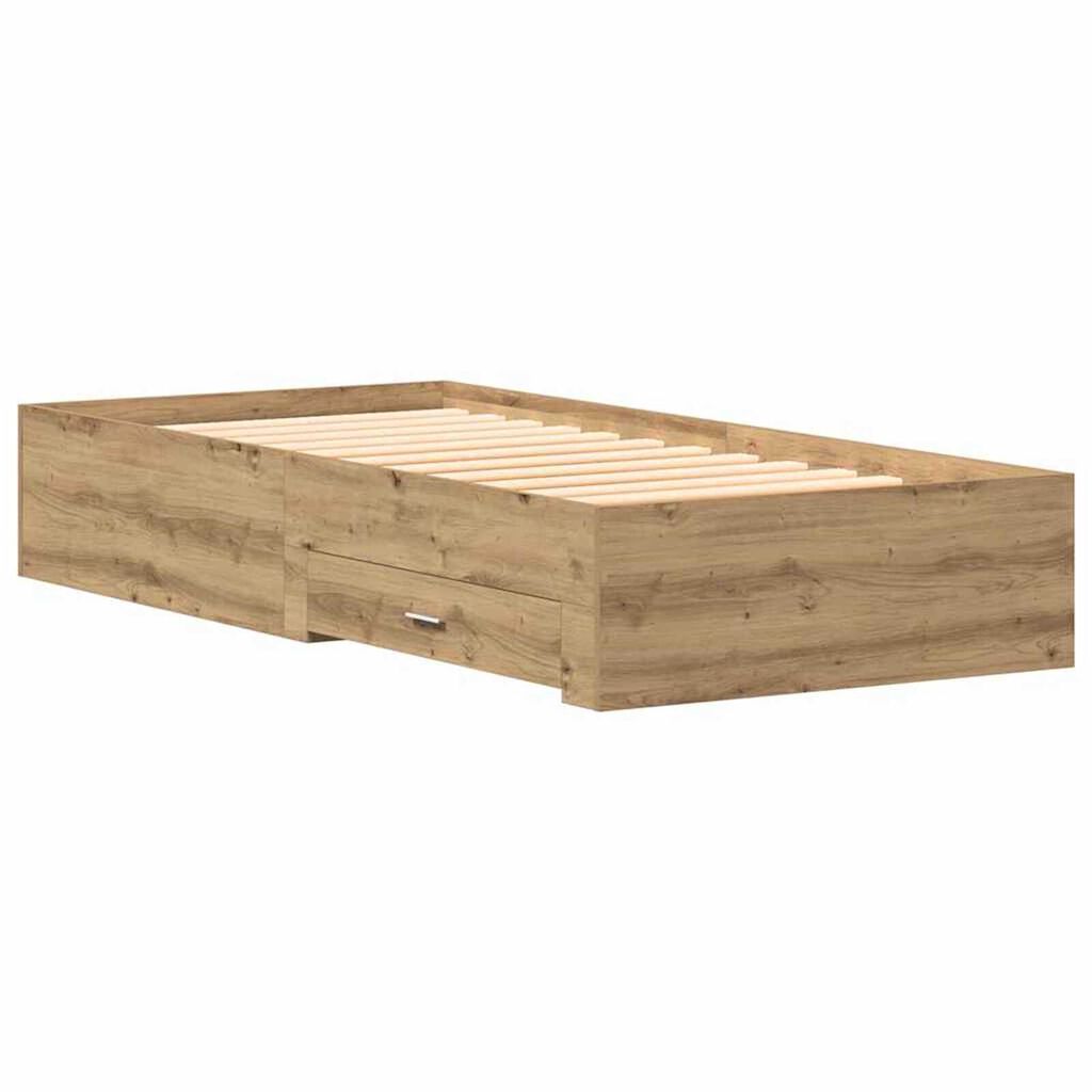 vidaXL Κρεβάτι με Συρτάρια artisan δρυς 90 x 200 cm Επεξεργασμένο ξύλο
