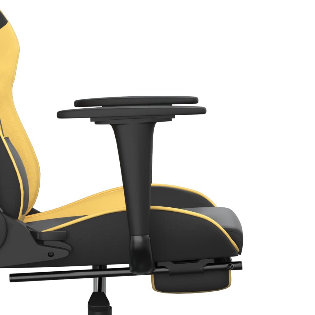 vidaXL Καρέκλα Gaming Μασάζ Υποπόδιο Μαύρο/Χρυσό από Συνθετικό Δέρμα
