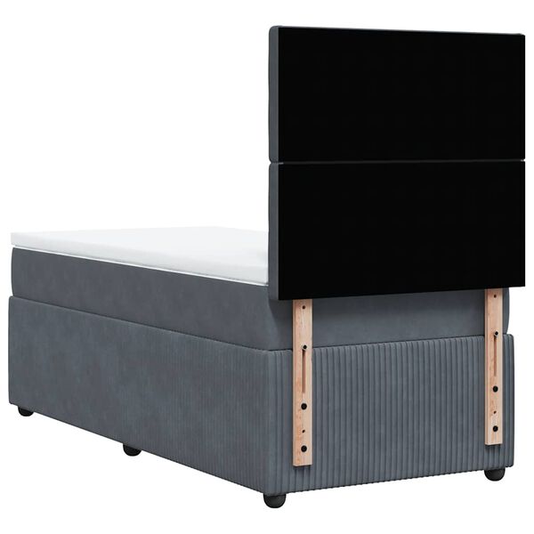 vidaXL Κρεβάτι Boxspring με Στρώμα Σκούρο Γκρι 80x200 εκ. Βελούδινο