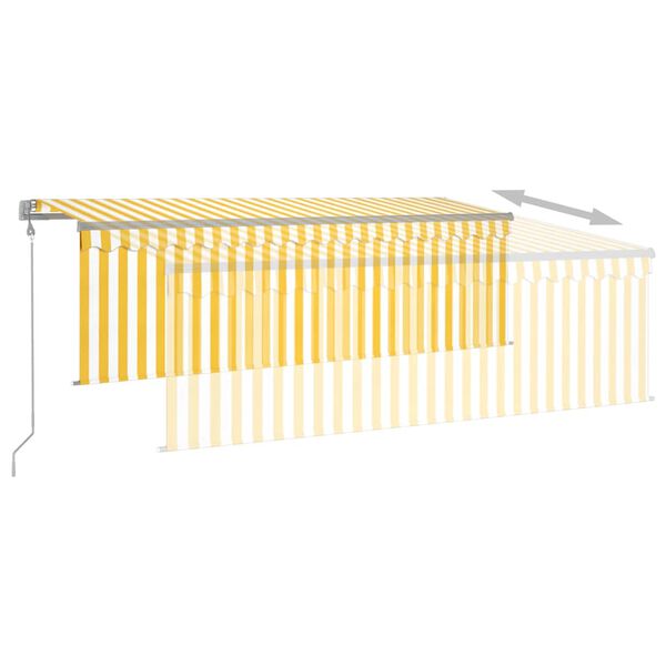 vidaXL Τέντα Αυτόματη με Σκίαστρο/LED/Αισθ. Ανέμου Κίτρινο/Λευκό 4x3 μ
