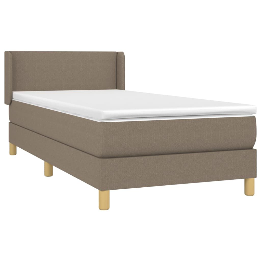 vidaXL Κρεβάτι Boxspring με Στρώμα Taupe 90x190 εκ.Υφασμάτινο