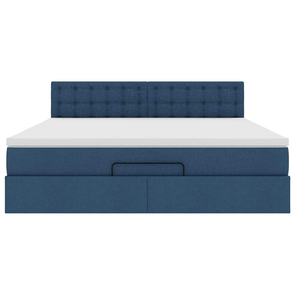 vidaXL Οθωμανικό κρεβάτι με στρώμα μπλε 160x200cm ύφασμα