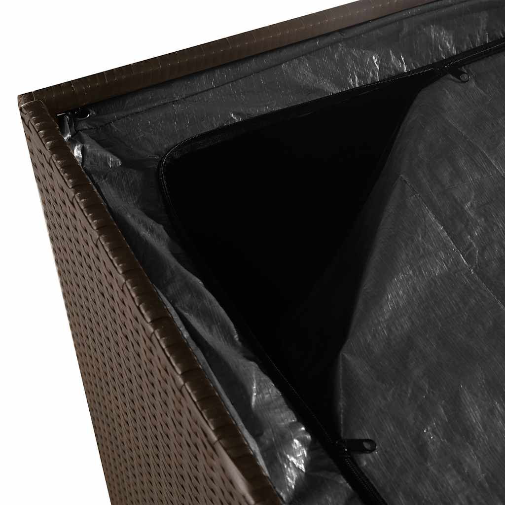 vidaXL Κήπος κουτί αποθήκευσης καφέ 110x50x58 cm Poly Rattan