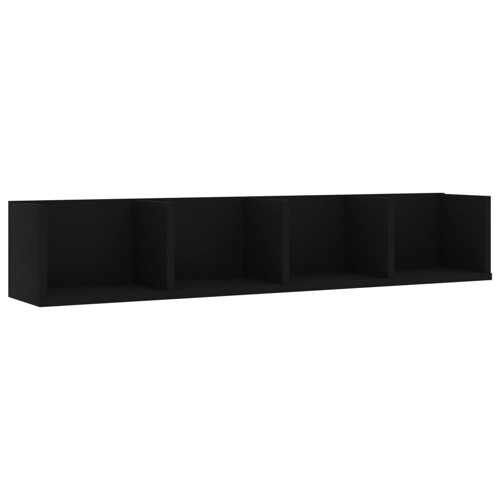 vidaXL Ράφι Τοίχου για CD Μαύρο 100 x 18 x 18 εκ. από Επεξ. Ξύλο