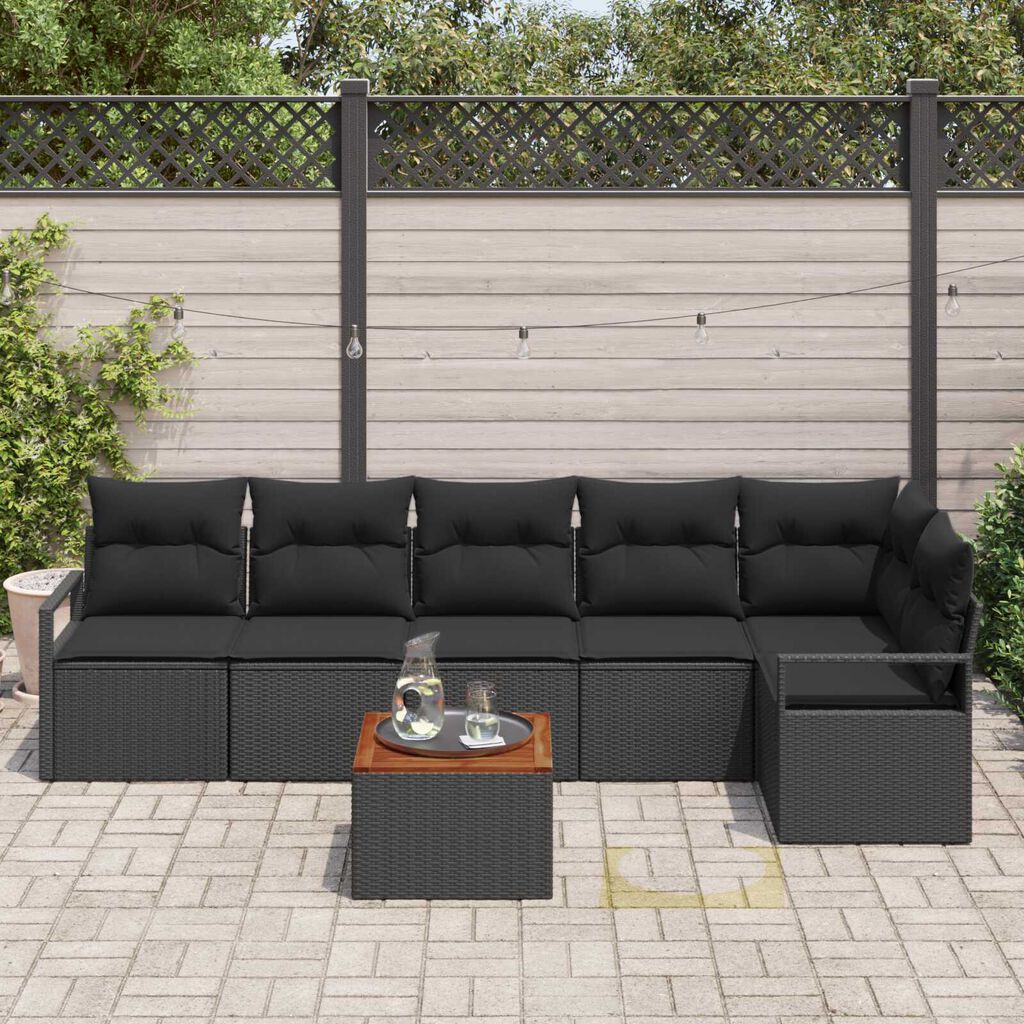 vidaXL Σετ Καναπέ Κήπου 7 pcs Μαύρο