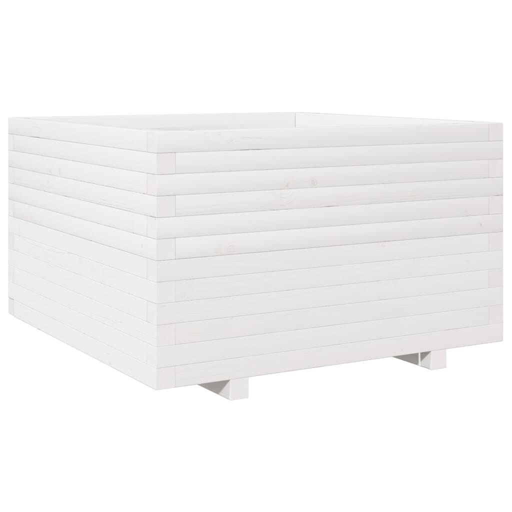 vidaXL Ζαρντινιέρα Κήπου Λευκή 80x80x49,5 εκ. από Μασίφ Ξύλο Πεύκου