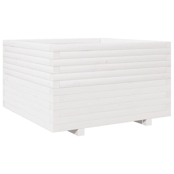 vidaXL Ζαρντινιέρα Κήπου Λευκή 80x80x49,5 εκ. από Μασίφ Ξύλο Πεύκου