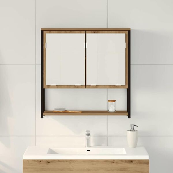 vidaXL Ντουλάπι μπάνιου με καθρέφτη artisan δρυς 60 x 16 x 60 εκ