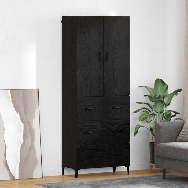 vidaXL Highboard &Mu;&alpha;ύ&rho;&eta; &Omicron;&xi;&upsilon;ά 69,5 x 34 x 180 &epsilon;&kappa;. &Epsilon;&pi;&epsilon;&xi;&epsilon;&rho;&gamma;&alpha;&sigma;&mu;έ&nu;&omicron; &xi;ύ&lambda;&omicron;