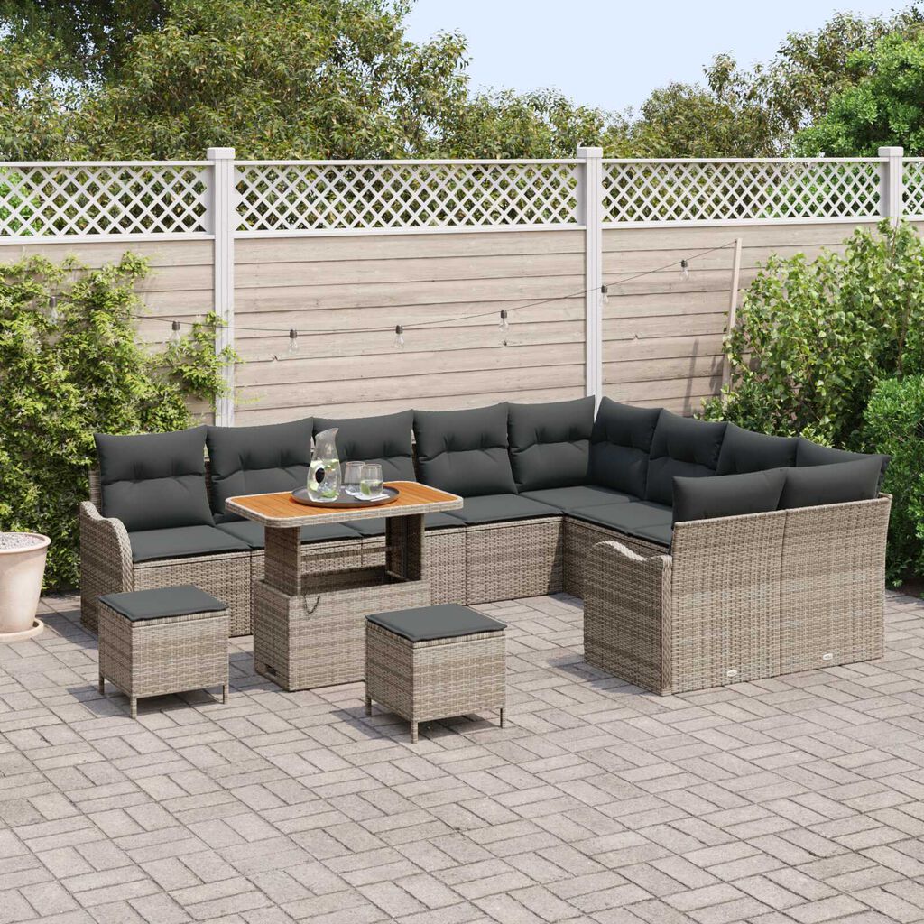 vidaXL Σετ Καναπέ Κήπου 12 pcs Γκρι συνθετικό ρατάν