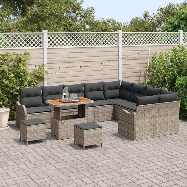 vidaXL Σετ Καναπέ Κήπου 12 pcs Γκρι συνθετικό ρατάν