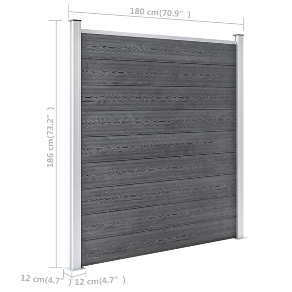 vidaXL Πάνελ Περίφραξης Γκρι 1564 x 186 εκ. από WPC