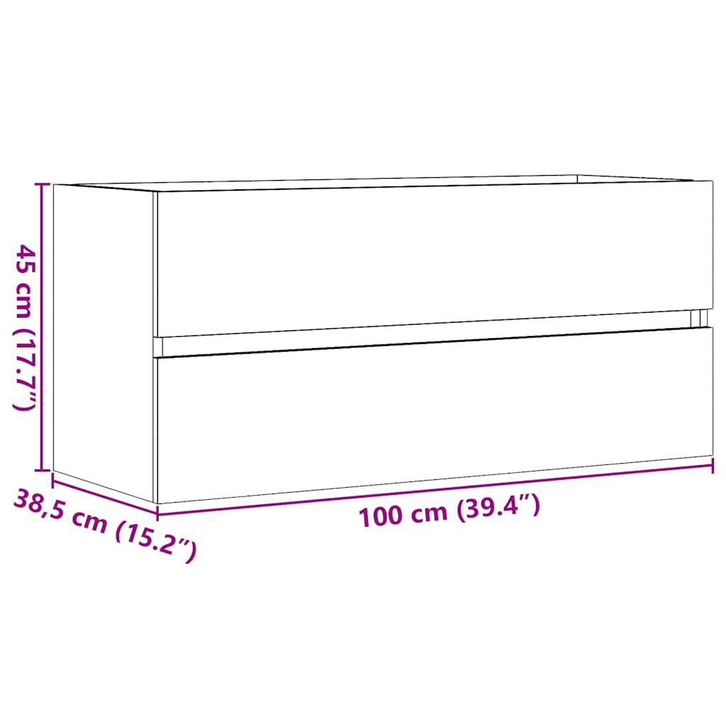 vidaXL Ντουλάπι Νιπτήρα Αρτισιανή Δρυς 100x38,5x45 εκ. Επεξ. Ξύλο