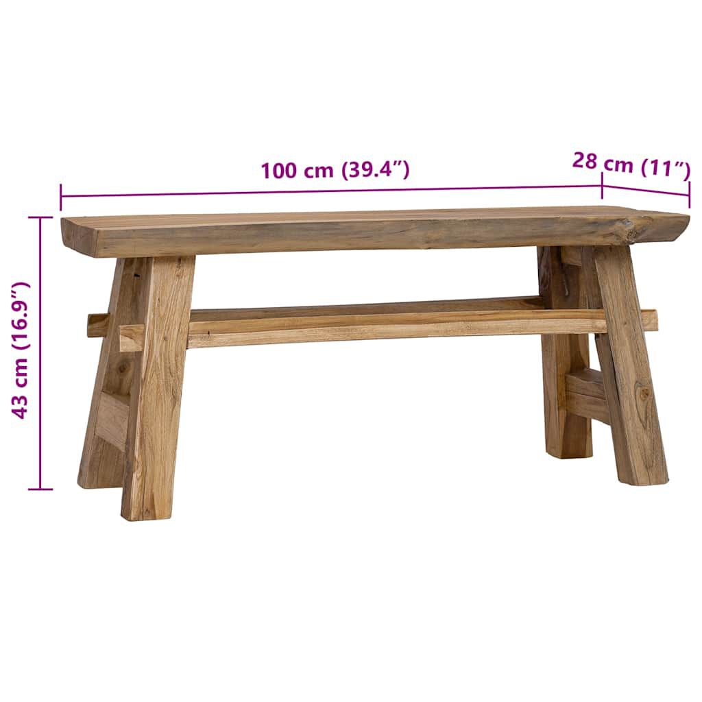 vidaXL Παγκάκι 100x28x43 εκ. από Μείγμα Ανακυκλωμένων Ξύλων/Μασίφ teak