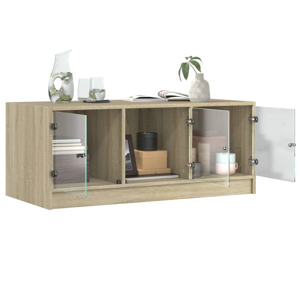 vidaXL Τραπεζάκι Σαλονιού Sonoma Δρυς 102x50x42 εκ. με Γυάλινες Πόρτες