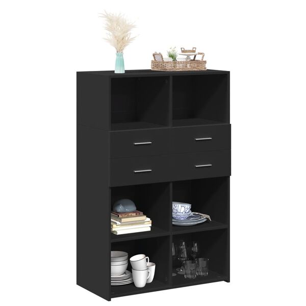vidaXL Ντουλάπι Μαύρο 80x42,5x124 εκ. από Επεξεργασμένο Ξύλο