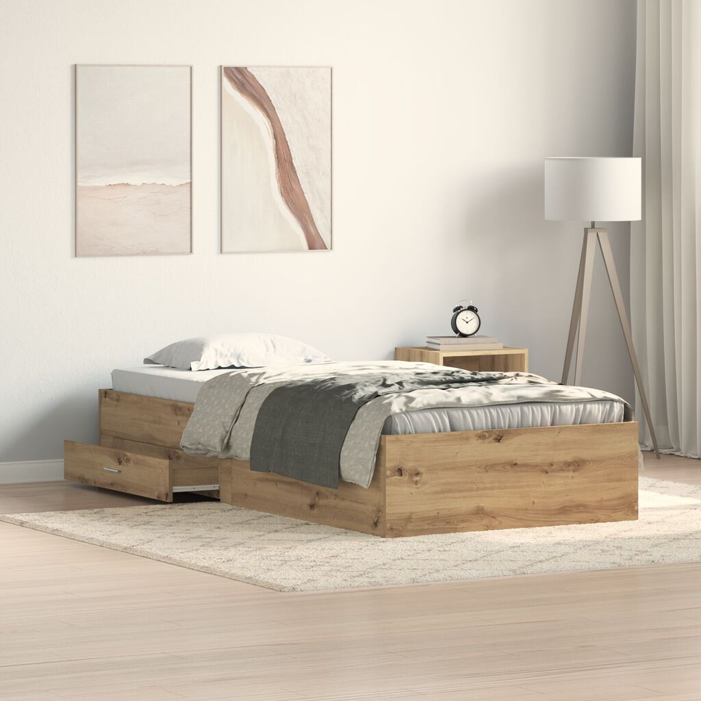 vidaXL Κρεβάτι Artisan Oak 90x190 εκ. Επεξεργασμένο Ξύλο