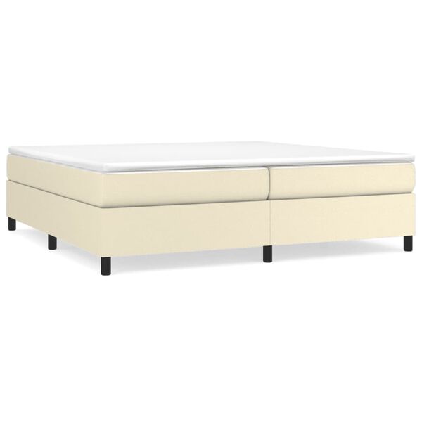 vidaXL Κρεβάτι Boxspring με Στρώμα Κρεμ 200x200 εκ. Συνθετικό Δέρμα