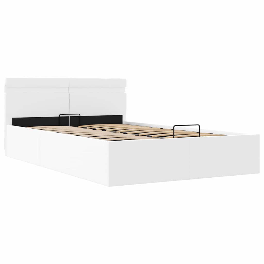vidaXL Πλαίσιο Κρεβατιού με Αποθ. Χώρο/LED Λευκό 120x200 εκ. Δερματίνη