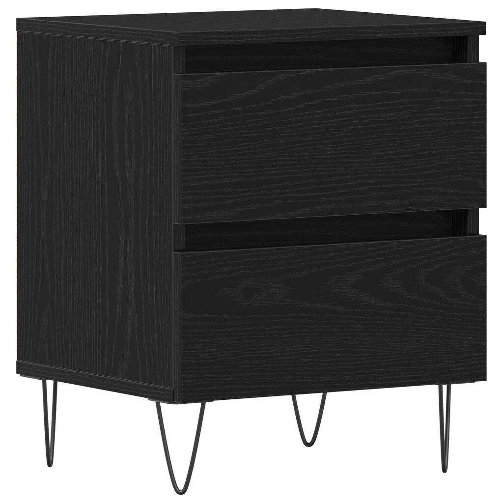 vidaXL Κομοδίνο Μαύρο Δρύινο 40x35x50 εκ Κατασκευασμένο Ξύλο