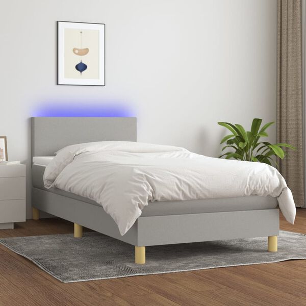 vidaXL &Kappa;&rho;&epsilon;&beta;ά&tau;&iota; Boxspring &mu;&epsilon; &Sigma;&tau;&rho;ώ&mu;&alpha; & LED &Alpha;&nu;.&Gamma;&kappa;&rho;&iota; 80x200 &epsilon;&kappa;. &Upsilon;&phi;&alpha;&sigma;&mu;ά&tau;&iota;&nu;&omicron;