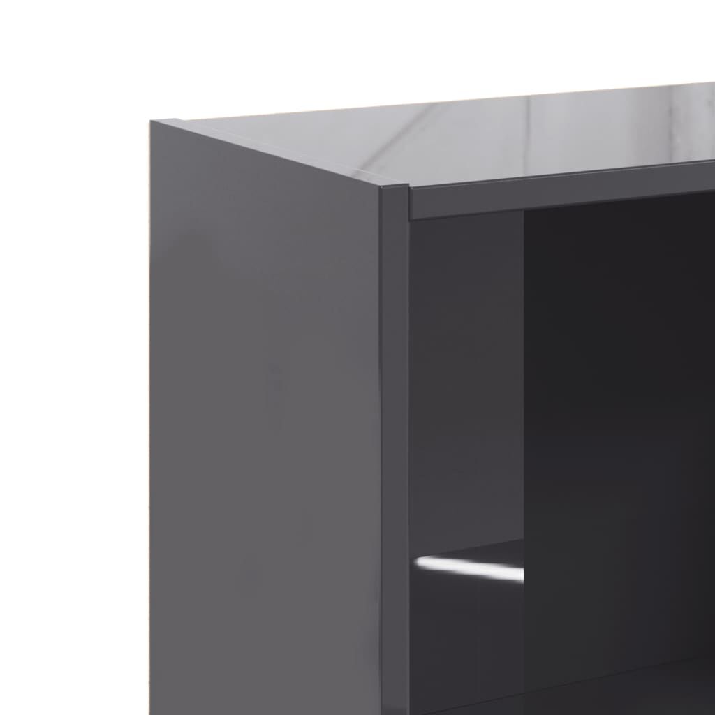vidaXL Βιβλιοθήκη με 3 Ράφια Γυαλ. Γκρι 40x24x109 εκ. Επεξεργ. Ξύλο