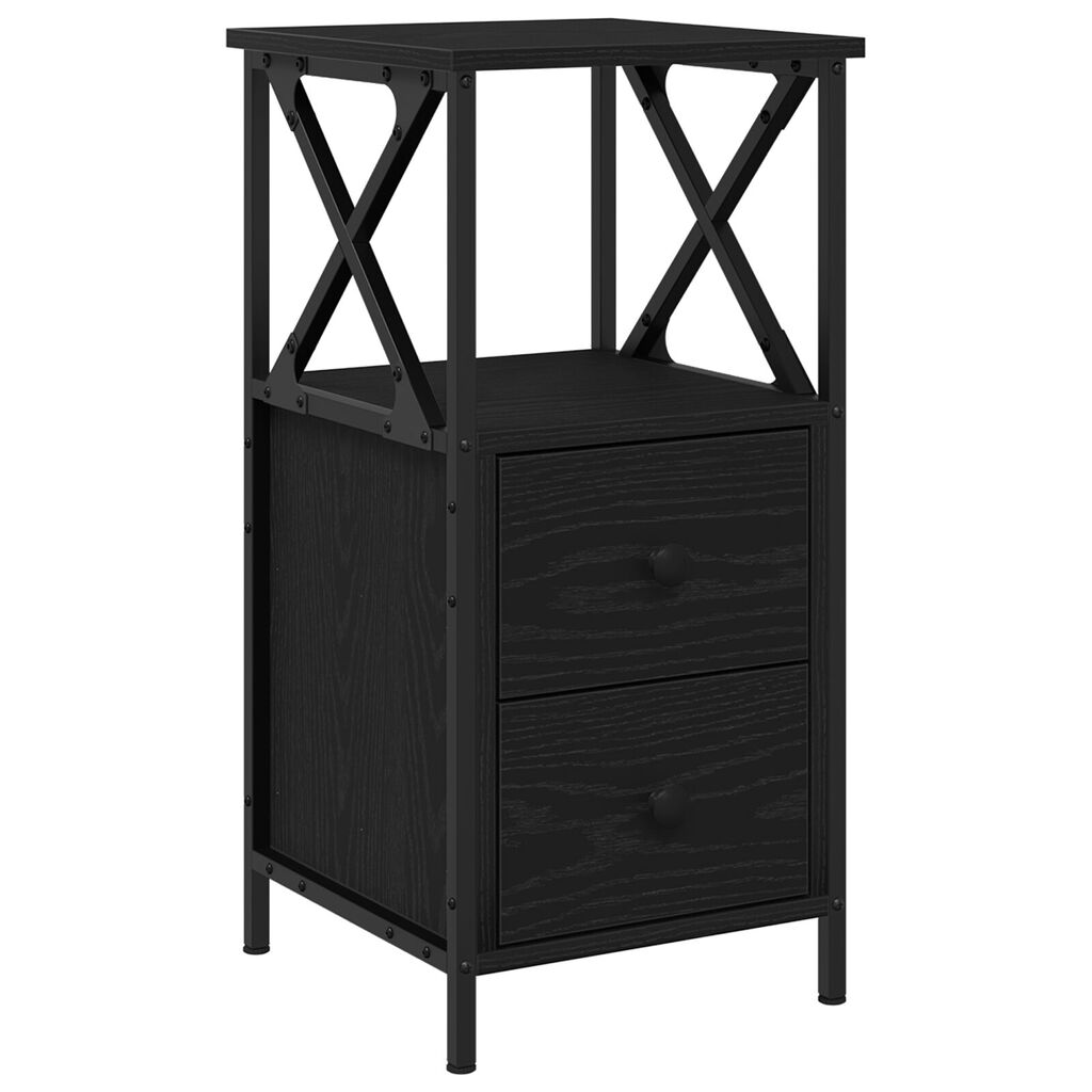 vidaXL Μαύρο Κομοδίνο από Δρύς 34x35,5x70 εκ.
