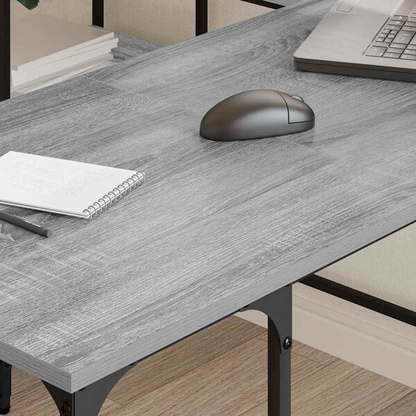 vidaXL Γραφείο Γκρι Sonoma 139x139x75 εκ. από Επεξεργασμένο Ξύλο