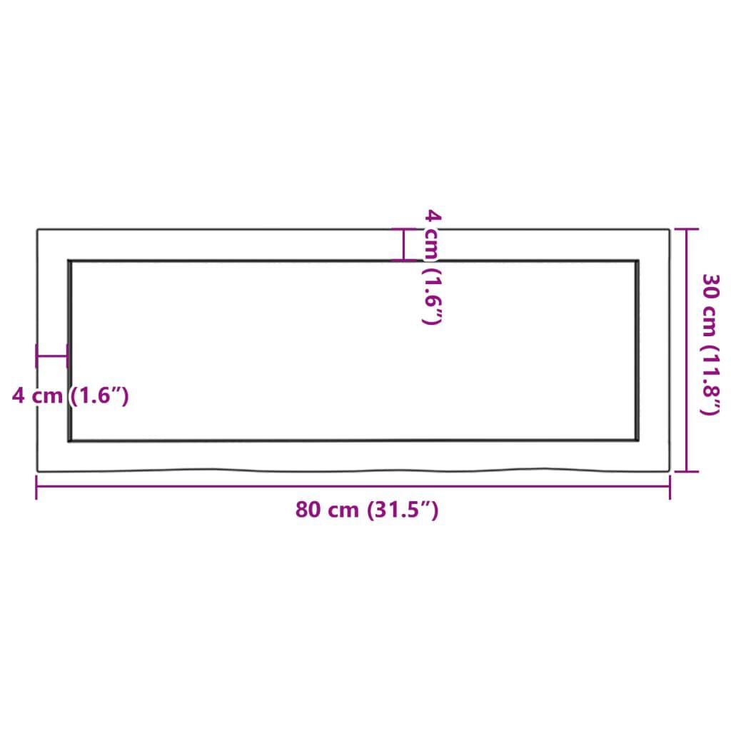 vidaXL Ράφι Τοίχου Ανοιχτό Καφέ 80x30x(2-4)εκ. Επεξ. Μασίφ Ξύλο Δρυός