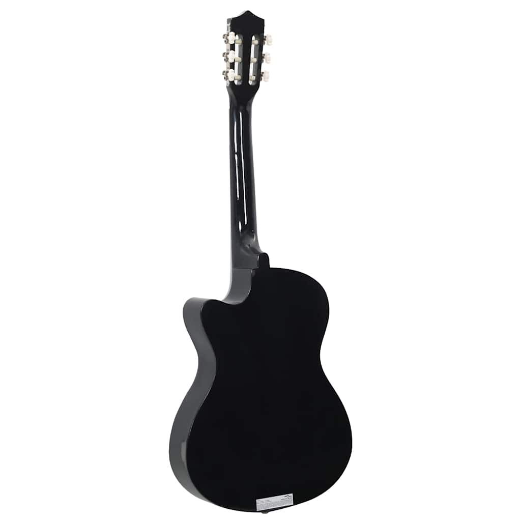 vidaXL Κιθάρα Western Classical Cutaway Σετ 12 Τεμ. 6 Χορδές Μαύρη 38"