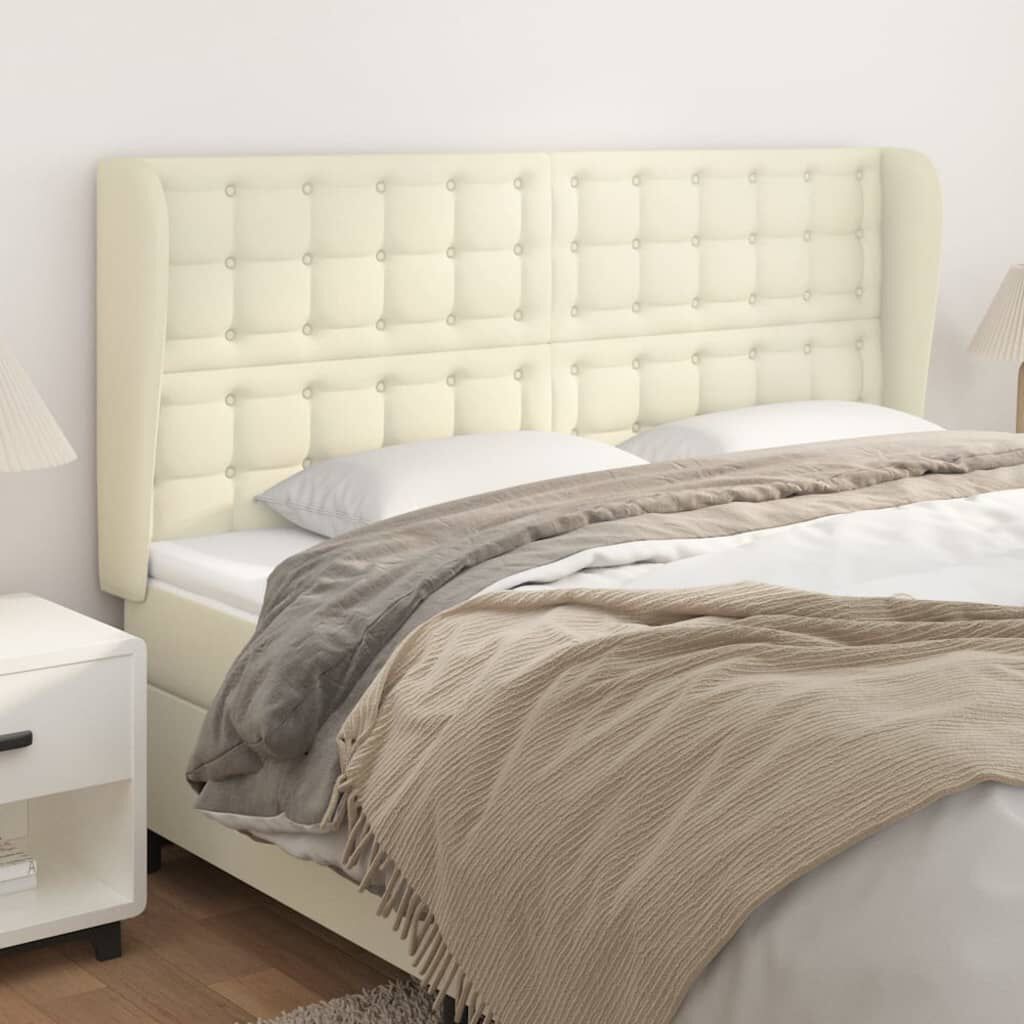 vidaXL Κεφαλάρι με Πτερύγια Κρεμ 183x23x118/128 εκ. Συνθετικό Δέρμα