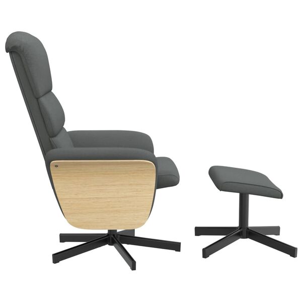 vidaXL Πολυθρόνα Ανακλινόμενη με Υποπόδιο Σκούρο Γκρι Υφασμάτινη