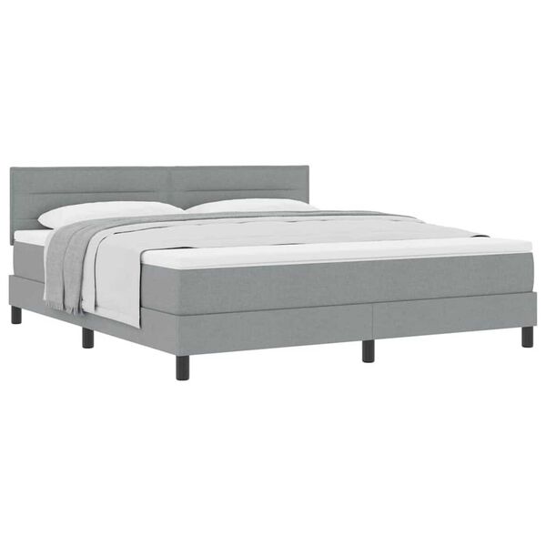 vidaXL Κρεβάτι box spring με στρώμα Ανοιχτό γκρι 180 x 200 cm ύφασμα