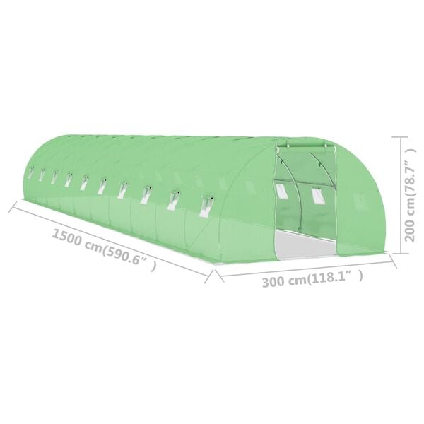 vidaXL Θερμοκήπιο 45 μ² 15x3x2 μ.