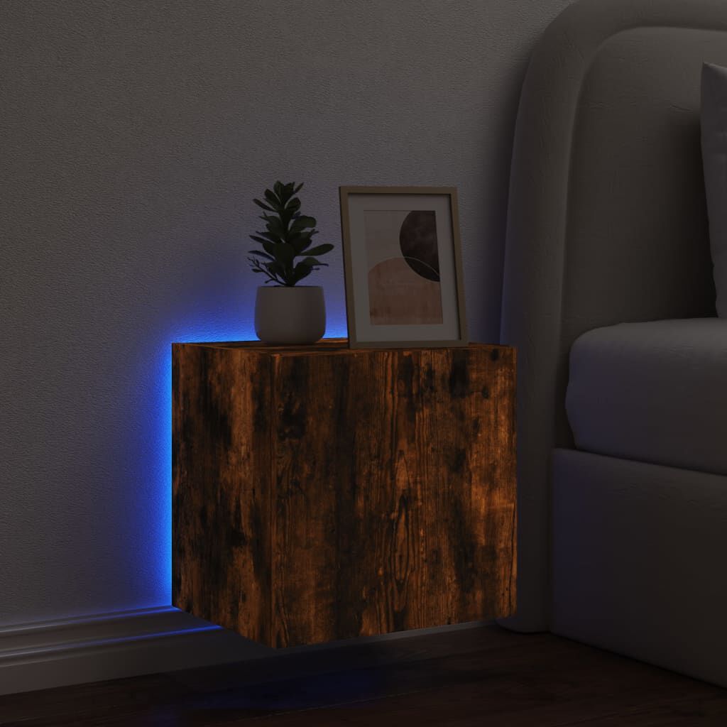 vidaXL Έπιπλο Τοίχου Τηλεόρασης με LED Καπνιστή Δρυς 40,5x35x40 εκ.