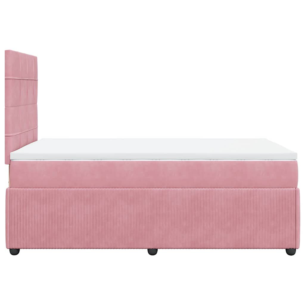 vidaXL Κρεβάτι Boxspring με Στρώμα Ροζ 120x200 εκ. Βελούδινο