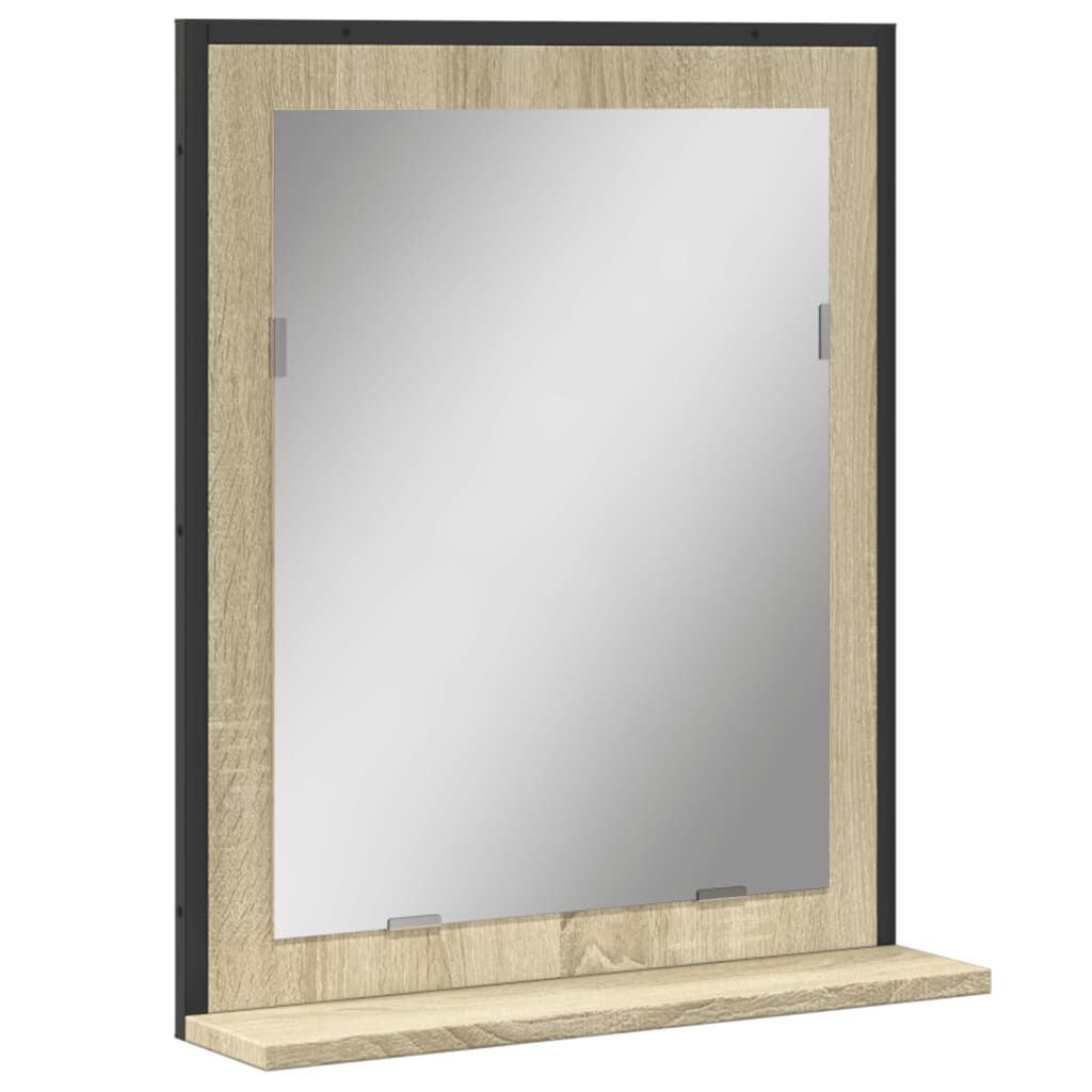 vidaXL Καθρέφτης Μπάνιου με Ράφι Sonoma Δρυς 50x12x60 εκ. Επεξ. Ξύλο