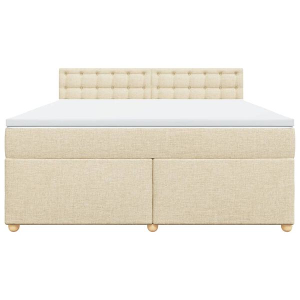 vidaXL Κρεβάτι Boxspring με Στρώμα Κρεμ 180x200 εκ. Υφασμάτινο