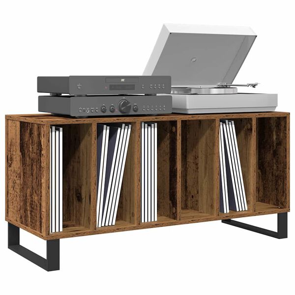 vidaXL Ντουλάπι δίσκων βινυλίου με ράφι Παλαιό ξύλο 100 x 38 x 48 εκ.