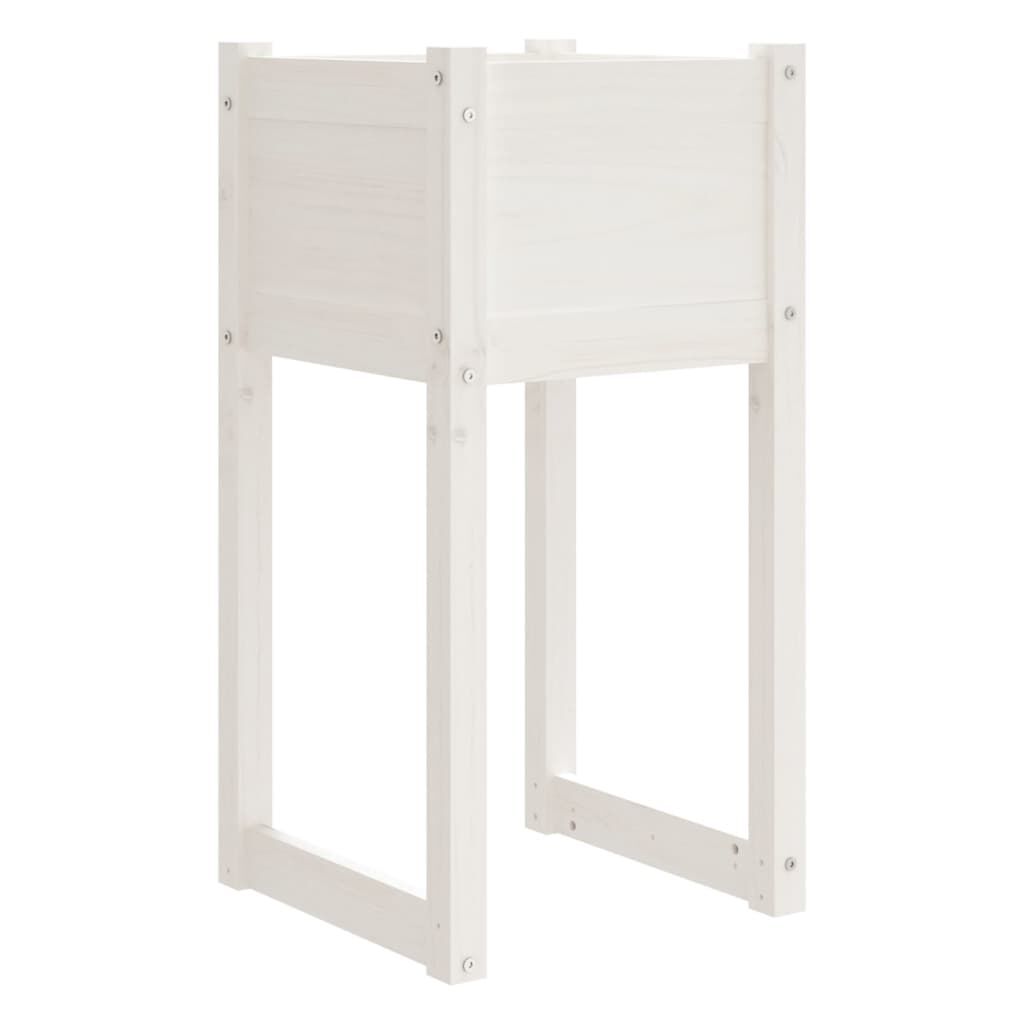 vidaXL Ζαρντινιέρες 2 τεμ. Λευκές 40x40x81 εκ. από Μασίφ Ξύλο Πεύκου