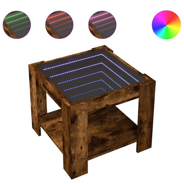 vidaXL Τραπεζάκι Σαλονιού με LED Δρυς 53x53x45 εκ. Επεξεργασμένο Ξύλο