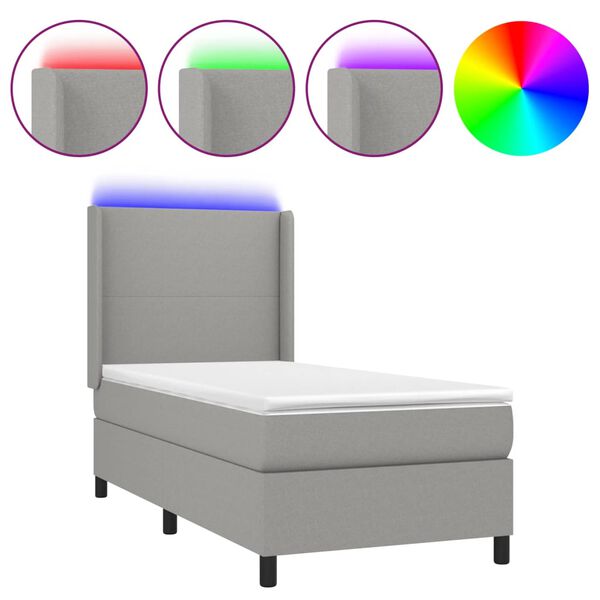 vidaXL &Kappa;&rho;&epsilon;&beta;ά&tau;&iota; Boxspring &mu;&epsilon; &Sigma;&tau;&rho;ώ&mu;&alpha; & LED &Alpha;&nu;.&Gamma;&kappa;&rho;&iota; 80x200 &epsilon;&kappa;. &Upsilon;&phi;&alpha;&sigma;&mu;ά&tau;&iota;&nu;&omicron;