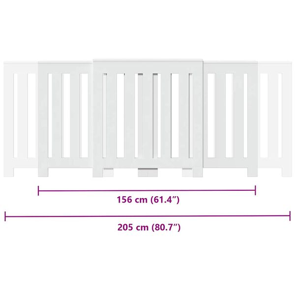 vidaXL Κάλυμμα Καλοριφέρ Λευκό 205x21,5x83,5εκ. από Επεξεργασμένο Ξύλο