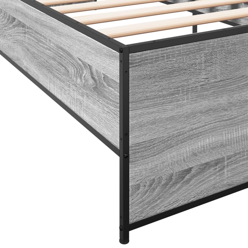 vidaXL Πλαίσιο Κρεβατιού Γκρι Sonoma 75x190 εκ. Επεξ. Ξύλο & Μέταλλο