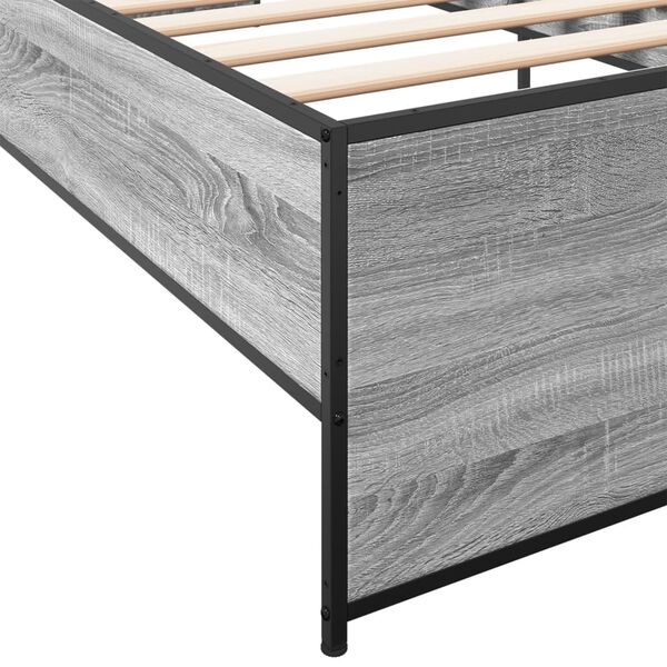 vidaXL Πλαίσιο Κρεβατιού Γκρι Sonoma 75x190 εκ. Επεξ. Ξύλο & Μέταλλο