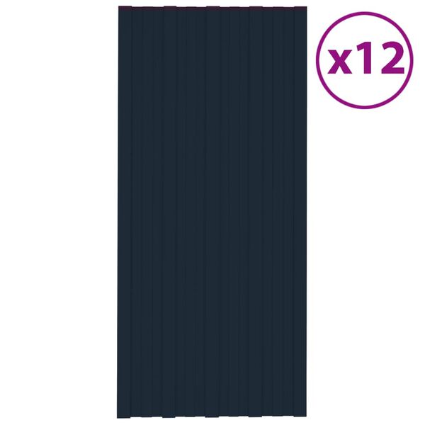 vidaXL Πάνελ Οροφής 12 τεμ. Ανθρακί 100 x 45 εκ. από Γαλβανιζέ Ατσάλι